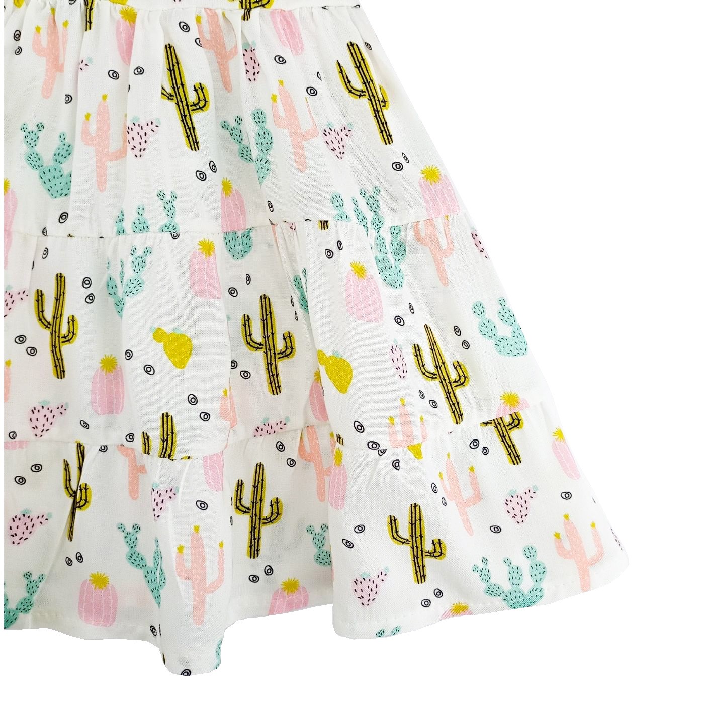 Λευκό Φόρεμα με Παστέλ Κάκτους