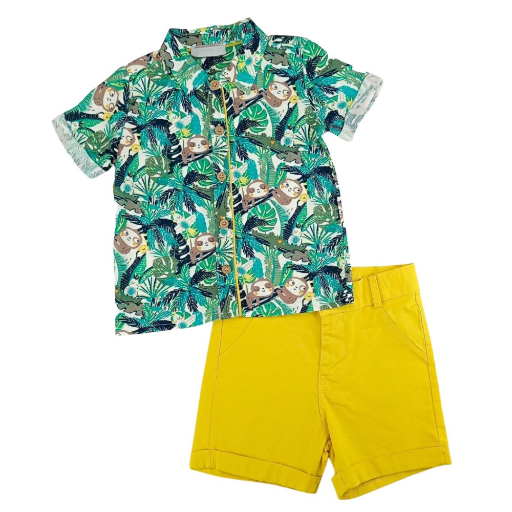 Jungle Πουκάμισο με Μουσταρδί Βερμούδα
