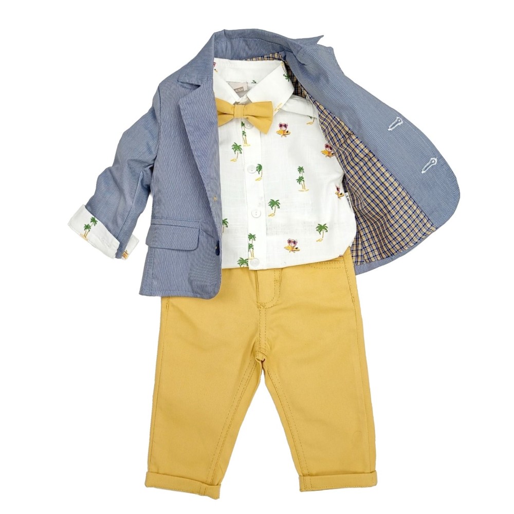 Κοστούμι με Παπιγιόν Γαλάζιο - Μουσταρδί