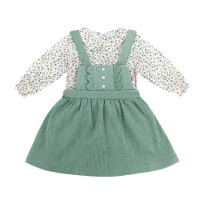 Κοτλέ Φόρεμα με Κουμπιά & Φλοράλ Top