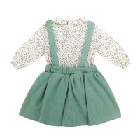 Κοτλέ Φόρεμα με Κουμπιά & Φλοράλ Top