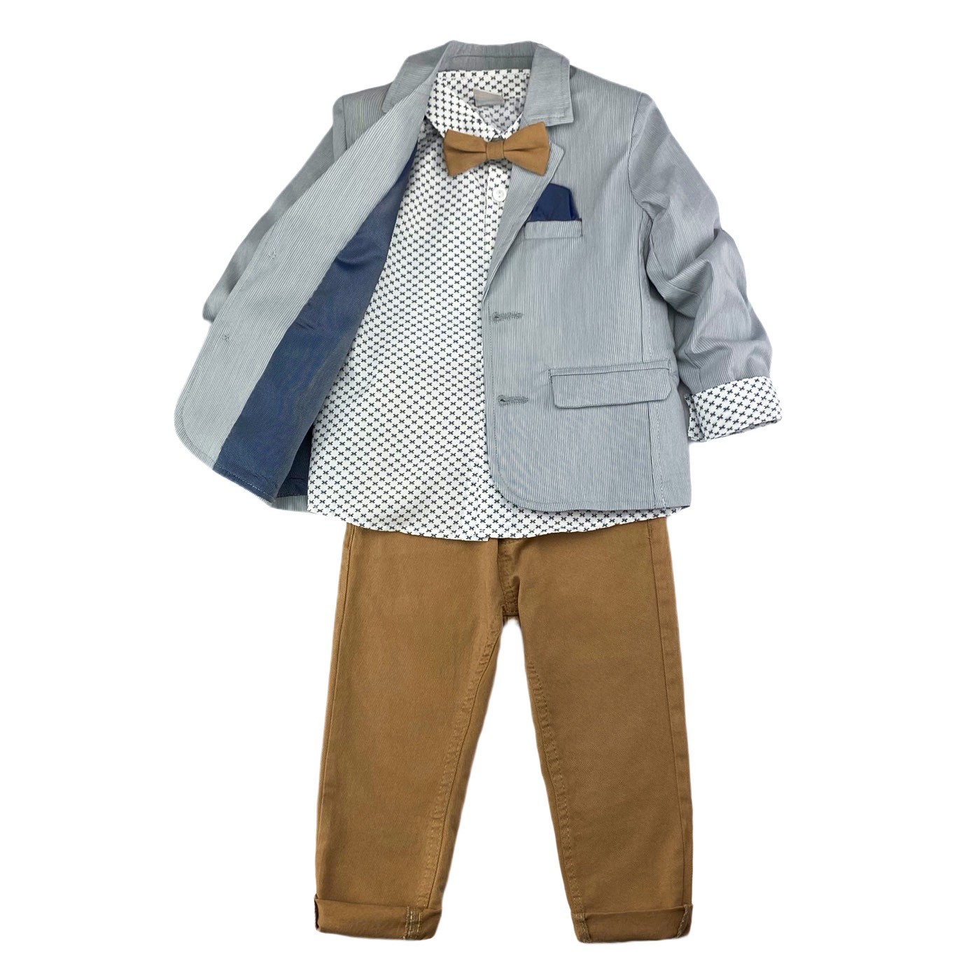 Κοστούμι με Παπιγιόν Γκρι - Καμηλό