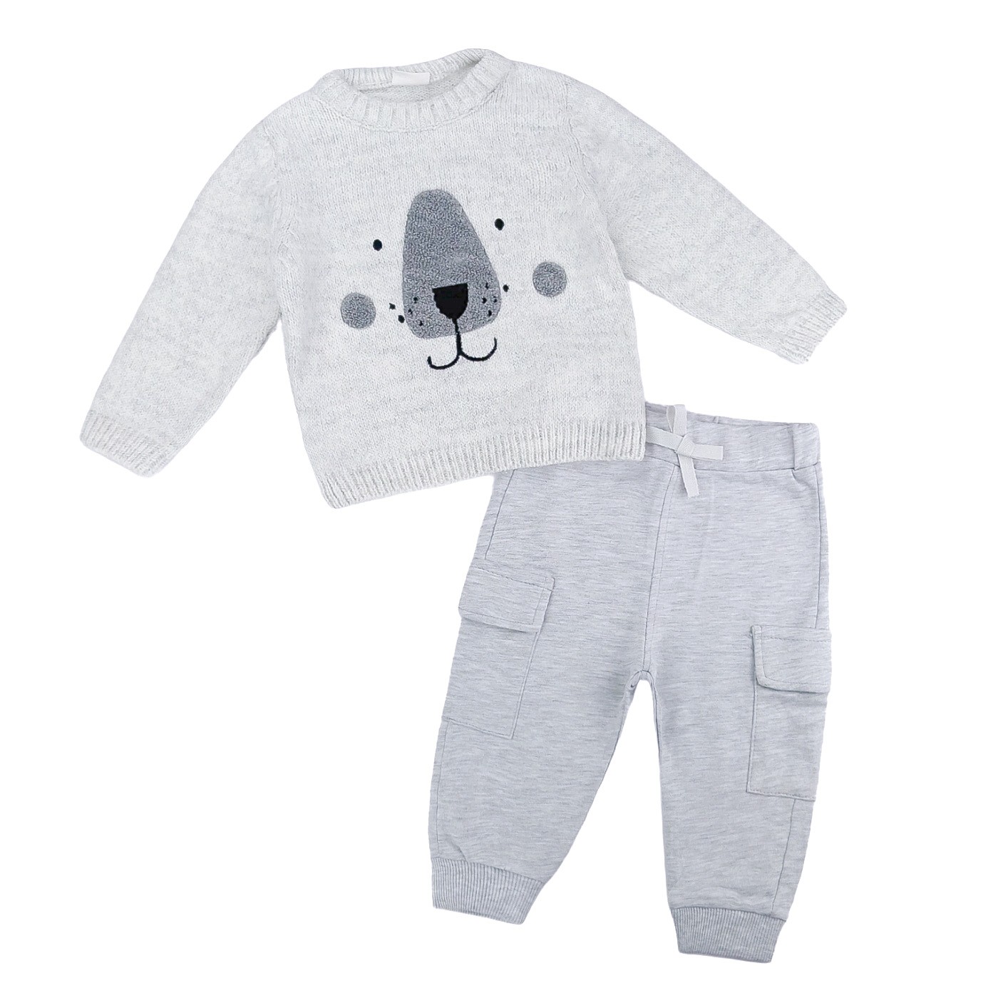 Σετ Πουλόβερ Bear και Φόρμα με Τσέπες